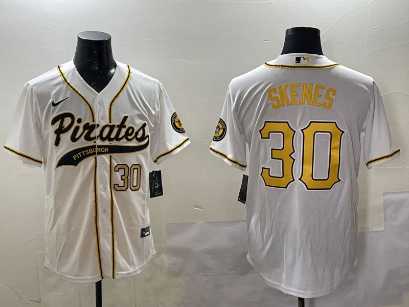 Men Pittsburgh Pirates #30 Skenes White Joint Name Nike 2025 MLB Jersey style 1->pittsburgh pirates->MLB Jersey